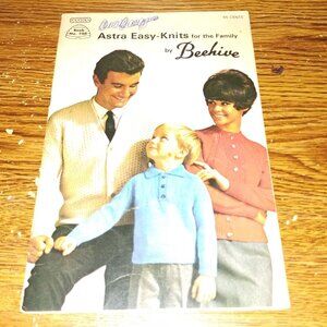 Astra Easy Knits for the Family by Beehive Patterns (Beehive Patons #105, 1970s)
